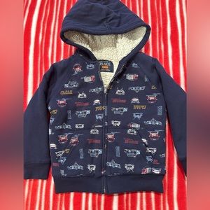 Boys Cars Sherpa-Lined Zip-Up Hoodie Size 4T
